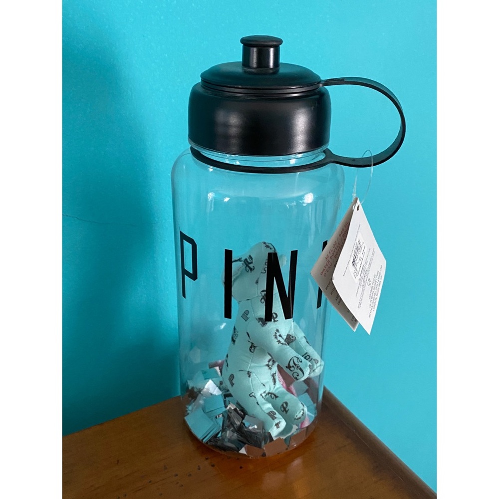 VS PINK Water bottle with blue dog and confetti